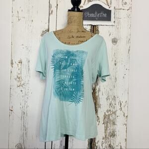 S Oliver Teal Palm trees vacation T-shirt EURO 44 US 14